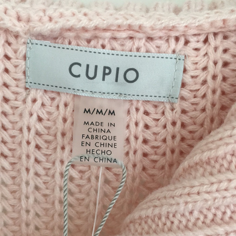 CUPIO Women's Top M Pale Pink Sweater Collar Gold Stripe Long Sleeves NWT - Picture 3 of 10